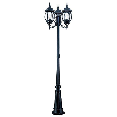 Acclaim 5179BK Chateau Collection 3-Head Surface Mount Outdoor Combination Post Light, Matte Black