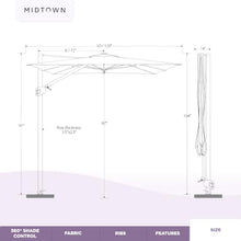 Midtown Umbrellas Supreme - 9 x 9 Ft Cantilever Umbrella with LED Lights