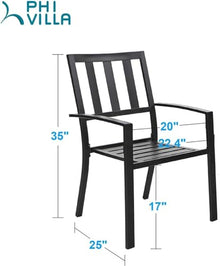 PHI VILLA Stackable Patio Dining Chairs Set of 4,Wrought Iron,Black