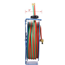 HOYOC Retractable Welding Hose Reel, 1/4 Inch x 100 Foot Twin Oxygen Acetylene Rubber Hoses Max 200PSI, Heavy Duty Industrial Single Arm Construction for Workshops & Garages,1/4 Inch x 100 Foot