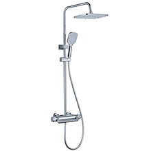 NUHSLF Bathroom Outdoor Shower Fixtures, Wall Mounted Thermostatic Rain System with Rainfall Head, 3-Function Handheld and Rotatable Waterfall Tub Spout,Chrome (Cromo)