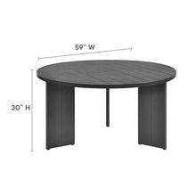 Modway Tahoe Outdoor Patio Powder-Coated Aluminum Round Dining Table in Gray - 59 Inch Patio Table with Umbrella Hole and Cover - 4 Person Dining Table - Slatted Patio Furniture Table