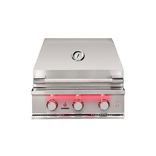 TrueFlame 25-Inch 3 Burner Propane Gas Grill, 42,000 BTU, Grill Lights