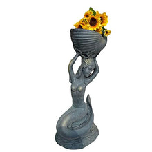 ELUKHT Garden Figurines, Ocean Mermaid Holding Conch Ornament Multifunctional Flower Pot Creative Sculpture Resin Statue Fairy Garden Decoration