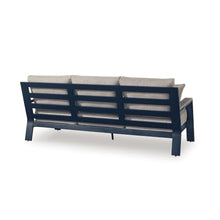 Beco Outdoor 3-Seater Sofa w 4 Pillows, Beige, Navy Blue Nuvella, 83 Inch