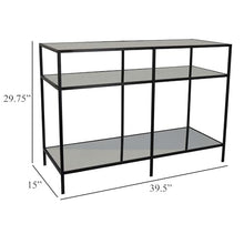 Benzara Gwen Plant Stand with 3 Mirrored Shelves, Black Metal Frame 40 Inch
