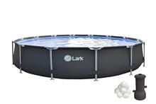 Lark 14 x 33 Graphite Pool with Pool Filter Balls - Rustproof Fiberglass, Snap-in Design, 530-Gallon Filtration Pump, Filterball Technology, Puncture-Resistant 3-Ply PVC