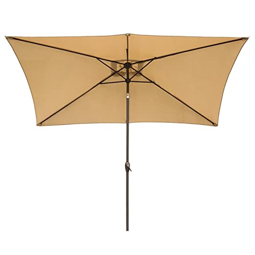 LumaGrove 1.3×2.3m Rectangular Balcony Parasol with Tilt and Crank, Patio Umbrella Outdoor Market Table Umbrella Sun Shade(Brown)