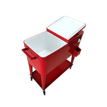 80QT Rolling Cooler Cart with Wheels Heavy Duty Portable Ice Chest for Drinks Outdoor Patio Party Cart with Bottle Opener and Shelf