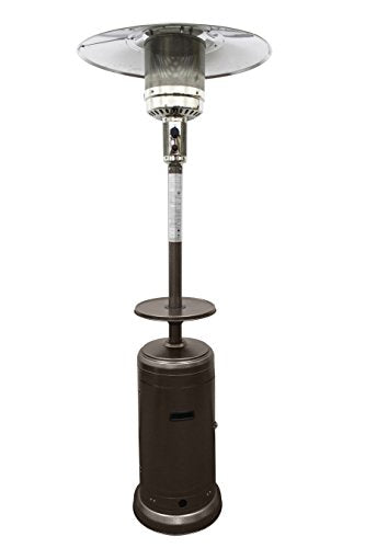 Hiland HLDS01-WCG Tall Propa ne Patio Heater, 48,000 BTU w/Table and 33" Heat Shield, Hammered Bronze