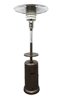 Hiland HLDS01-WCG Tall Propa ne Patio Heater, 48,000 BTU w/Table and 33" Heat Shield, Hammered Bronze