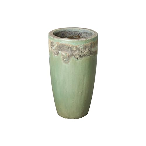 Emissary Home and Garden 13in. L x 23in. H Reef/Spa Blue Stoneware Round Planter with High-fire Treatment (Set of 1)