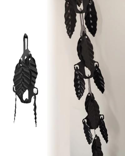 LZPHGB Metal Non-Rusting Rain Chain for Effective Eaves Drainage, Decorative Water Catcher Alternative to Downspouts, Enhances Porch Aesthetics,Black-7m (23ft)