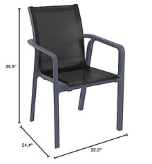 Compamia Pacific Sling Arm Chair - Dark Gray Frame Black Sling (Set of 2)