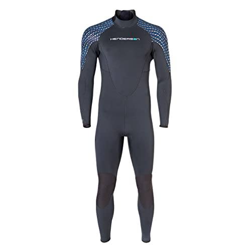 Henderson Mens 5mm Greenprene Back Zip Full Wetsuit Black/Blue/Silver XLT