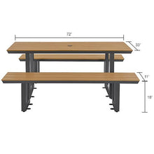 Global Industrial Urban 6' Plastic Rectangular Picnic Table & Bench Set, Tan