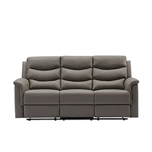 Eafurn Grey Faux Leather Double Recliner Loveseat Sofa with Console 78.74