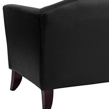 BizChair Black LeatherSoft Loveseat with Cherry Wood Feet
