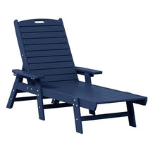 WestinTrends Malibu Poly Reclining Chaise Lounge Set with Table Navy Blue