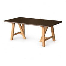 Modern Rustic Indoor/Outdoor Brown 78.7" Concrete Fiber Dining Table with 2 Benches & 2 Backless Stools with Acacia Wood Base