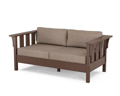 Martha Stewart by POLYWOOD® Acadia Deep Seating Loveseat in Mahogany/Spiced Burlap