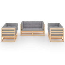RJPLMFV 6 Piece Patio Lounge Set with Cushions Solid Pinewood