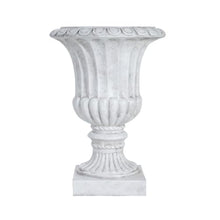 Hassyee Outdoor Antique Garden Urn Planter with Solid Base for Backyard, Park, Balcony, Flower Pot with Rustic Finish and Drainage Hole for Growing Flowers, Plants (Antique White)