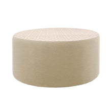 FDP 36" Round Oversized Outdoor Ottoman Featuring Sunbrella Two-Tone - Weather-Resistant, Fade-Resistant, Fully Assembled Patio Furniture for Backyard or Poolside Seating, 18" H - Flax/Sand