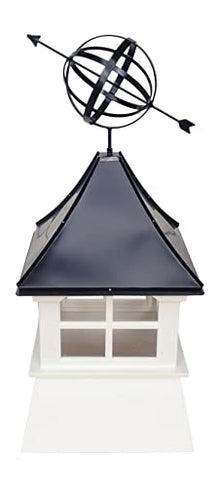 Accentua Monterey Cupola with Armillary, 24 in. Square, 54 in. High, White and Black