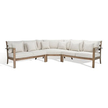 SAFAVIEH Couture Outdoor Patio Furniture Collection - Rosabecca Natural & Beige Solid Wood Sectional Sofa, Modern Outdoor Corner Couch (DUP1000B)