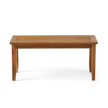 Benzara Outdoor Loveseat and Coffee Table Set Teak Brown and Blue