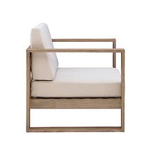Linon Silas Natural Eucalyptus Outdoor Chair with Beige Cushions
