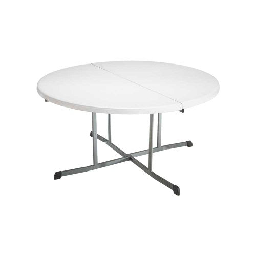 Lifetime 5402 5-Foot Fold-In-Half Round Folding Table with Molded Top, White Granite