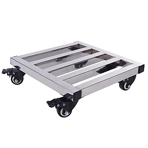 SDVantage Square Plant Pot Caddy Heavy Duty Plant Pot Metal Planter Flower Pot Caddy with Rolling Wheels,Heavy Duty Iron Plant Caddy with 360° Lockable Caster Wheels,Silver-30Cm
