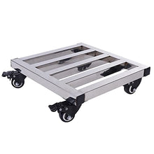 SDVantage Square Plant Pot Caddy Heavy Duty Plant Pot Metal Planter Flower Pot Caddy with Rolling Wheels,Heavy Duty Iron Plant Caddy with 360° Lockable Caster Wheels,Silver-40Cm