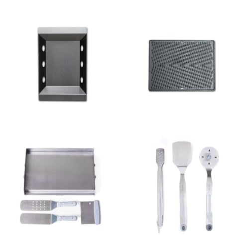 Mont Alpi MASHP Stainless Steel Universal Outdoor Barbecue Flat Top Griddle Converter Kit - Frying Pan with Grease Collection Zone (Accessory Bundle 5)