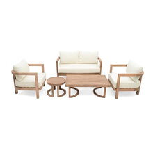 Merax 5-Piece Outdoor Acacia Wood Patio Furniture Set Beige