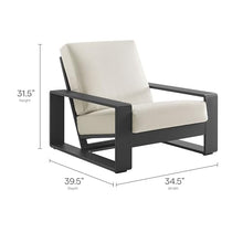 Modway Lirienne Aluminum Set of 2 Outdoor Armchairs in Cream – All-Weather Backyard Patio Accent Chairs with Weather-Resistant Fabric Cushions