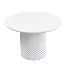 Christopher Knight Home Modern Roski 43" Round Outdoor Dining Table, Modern Patio Dining Table for 4, Lightweight Concrete Patio Coffee Table, MGO Garden Dining Table with Ribbed Base, White