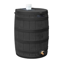 Good Ideas Rain Wizard 40 Gallon Plastic Rain Water Collection Barrel Drum with Brass Spigot Black