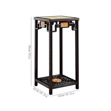 WOAITIANTIAN Vase Stand Openwork Carving Redwood with Marble Display Rack, Chinese Antique Style Plant Base