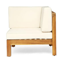 Christopher Knight Home Outdoor Acacia Wood 5 Seater Sectional Sofa Set with Water-Resistant Cushions, Teak and Beige