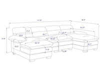 Klwenas Maec 111" U Shape Modular Sectional Sofa Grey