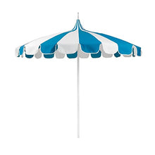 California Umbrella 8.5' Rd. Pagoda Style Patio Umbrella, White Pole, Pacific Blue/Natural