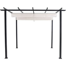 Hanover Reed Outdoor Pergola with Adjustable Sling Canopy Gray 9.8' x 9.8' x 7.6'