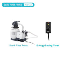 Intex 2100 GPH Sand Filter Pump Automatic Timer Device Bundled with Deluxe Maintenance Kit and Wall-Mounted Surface Skimmer for Above Ground Pools