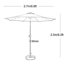 2.7M Garden Parasol with Solar-Powered LED Lights, Outdoor Sun Shade with Crank and Tilt Mechanism, UV Protection and Fade Resistance, Patio Umbrella with 8 Sturdy Ribs