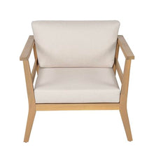 Merax 4 Piece Acacia Wood Patio Seating Set, Loveseat+2 Chairs+Coffee Table