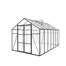 Vigo Huseeo 7.8FT High Polycarbonate Greenhouse with Roof Vent and Wind Protection Black
