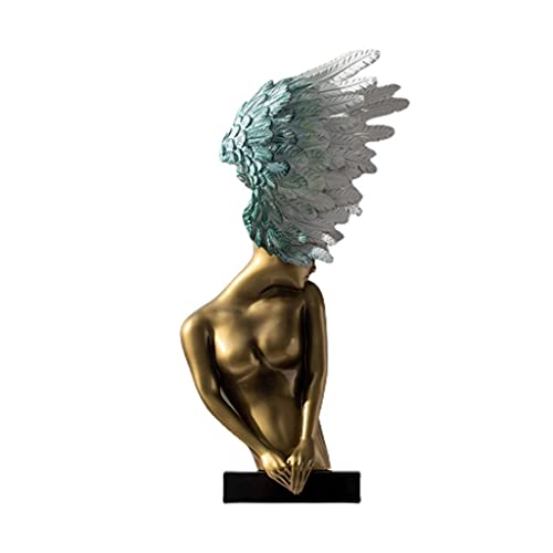 UNNS Desktop Figurines Unique Redemption Angel Garden Statue Angel Wings Sculpture Home Art Decoration Made of Marble Material for Home Or Garden Display Home Decor Statues (Color : A)